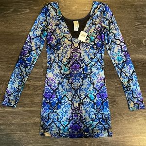 FREE PEOPLE velvet long sleeve dress